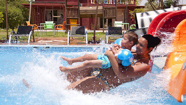 kids slide in water park